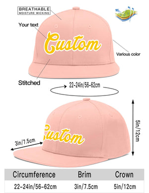 Custom Pink Gold-White Flat Eaves Sport Baseball Cap