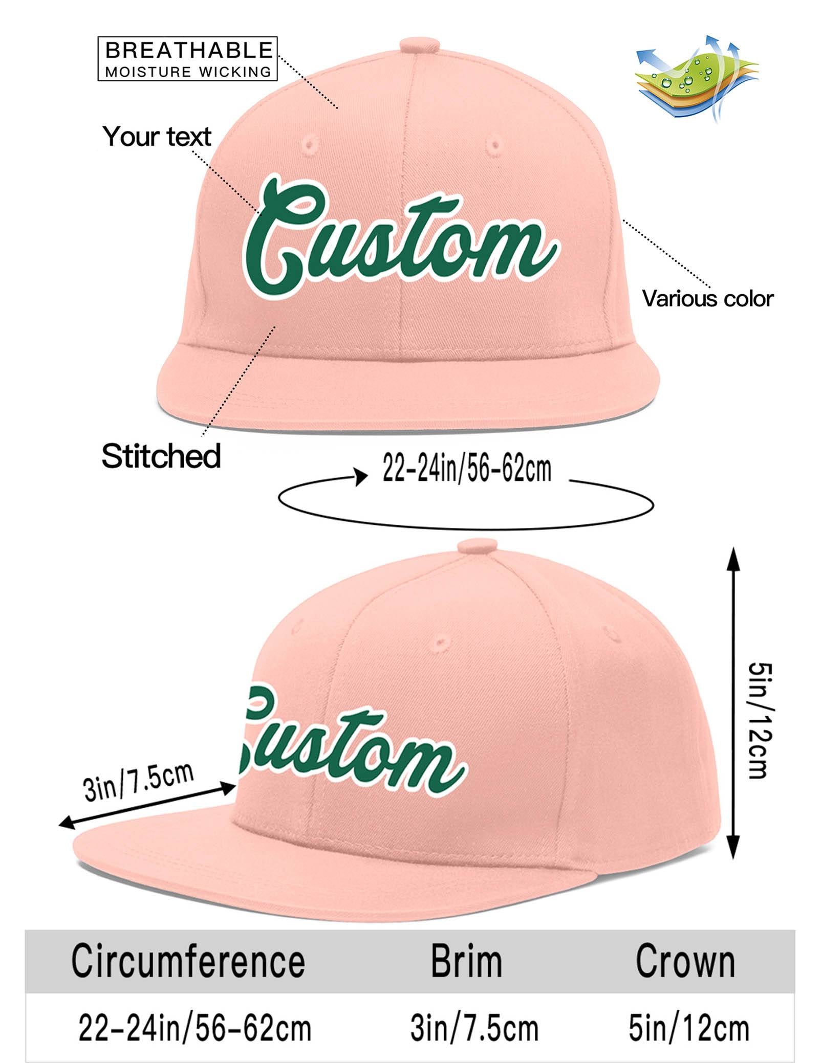 Custom Pink Kelly Green-White Flat Eaves Sport Baseball Cap