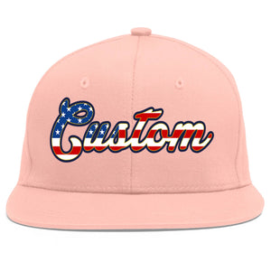 Custom Pink Vintage USA Flag-Gold Flat Eaves Sport Baseball Cap