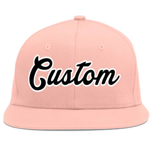 Casquette de baseball sport personnalisée rose noir-blanc Flat Eaves