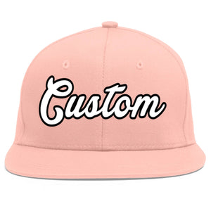 Casquette de baseball sport personnalisée rose blanc-noir Flat Eaves