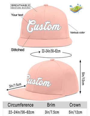 Custom Pink White-Gray Flat Eaves Sport Baseball Cap