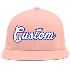 Casquette de baseball sport personnalisée rose blanc-royal Flat Eaves