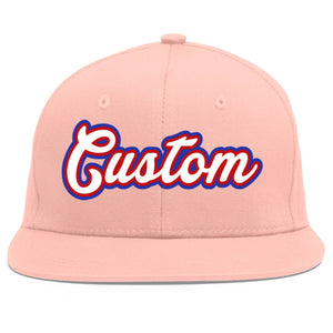 Casquette de baseball sport personnalisée rose blanc-rouge Flat Eaves