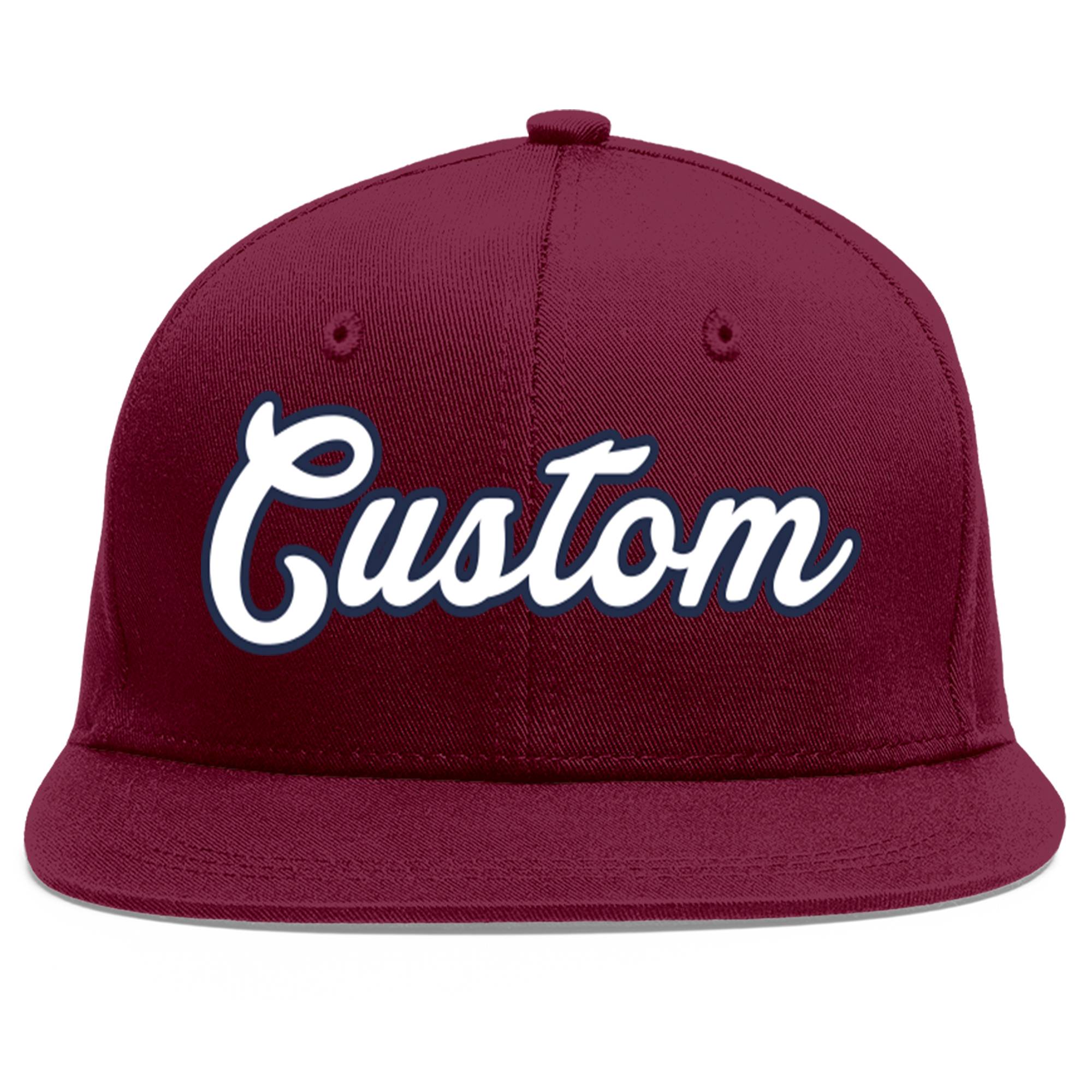 Casquette de baseball personnalisée Crimson White-Navy Flat Eaves Sport