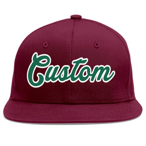 Casquette de baseball personnalisée Crimson Kelly vert-blanc Flat Eaves Sport