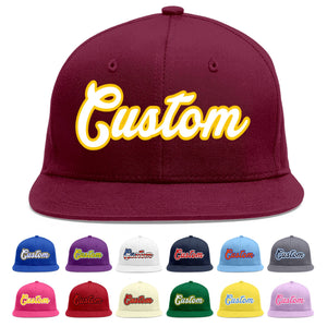 Custom Crimson White-Gold Flat Eaves Sport Baseball Cap