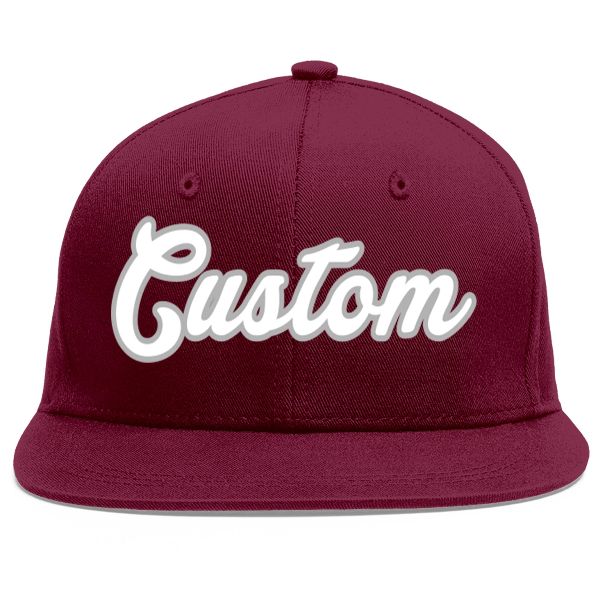 Casquette de baseball sport personnalisée Crimson blanc-gris Flat Eaves