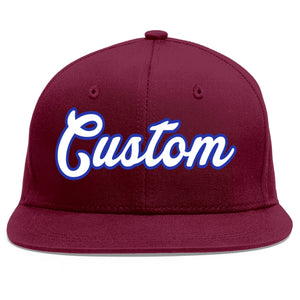 Casquette de baseball personnalisée Crimson White-Royal Flat Eaves Sport