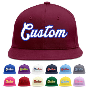 Casquette de baseball personnalisée Crimson White-Royal Flat Eaves Sport