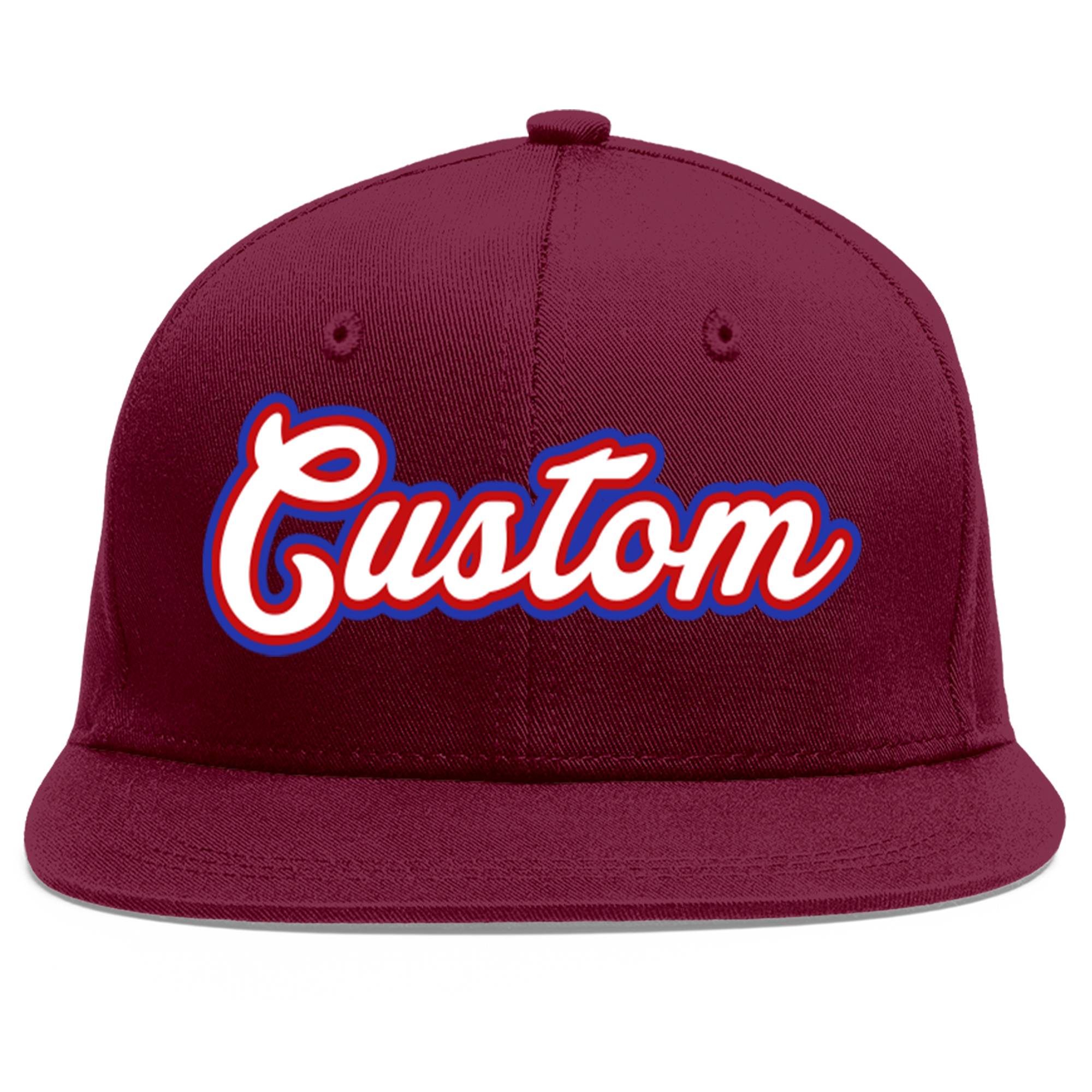 Casquette de baseball sport personnalisée Crimson blanc-rouge Flat Eaves