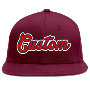 Custom Crimson Red-Navy Flat Eaves Sport Baseball Cap