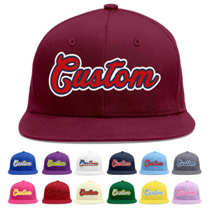 Custom Crimson Red-Navy Flat Eaves Sport Baseball Cap