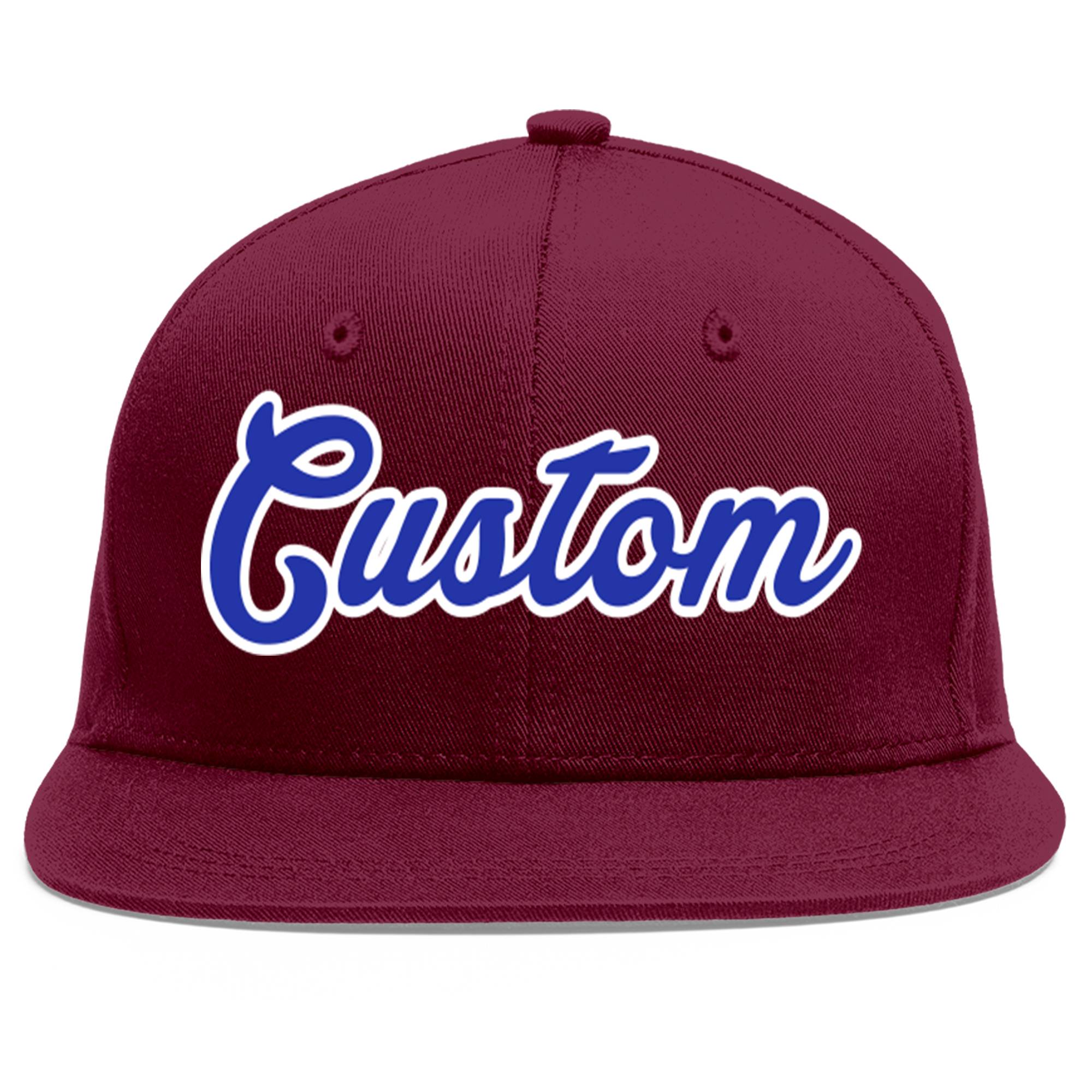 Custom Crimson Royal-White Flat Eaves Sport Baseball Cap