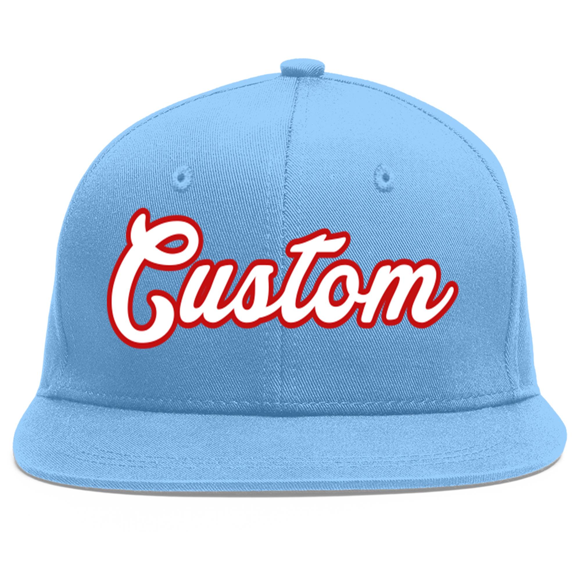 Casquette de baseball sport personnalisée bleu clair blanc-rouge