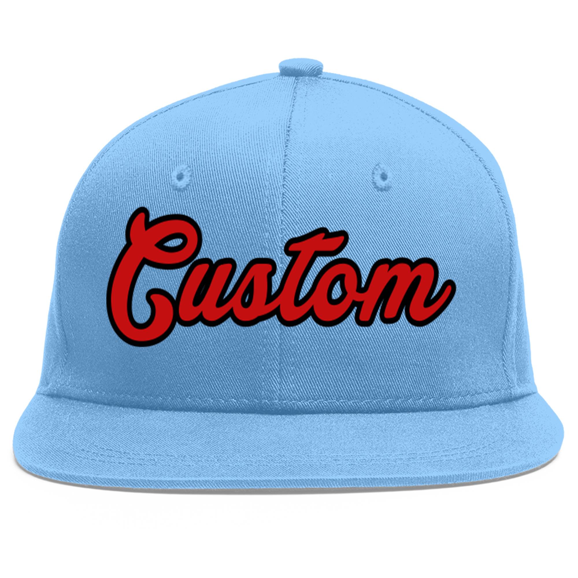 Casquette de baseball sport personnalisée bleu clair rouge-noir Flat Eaves