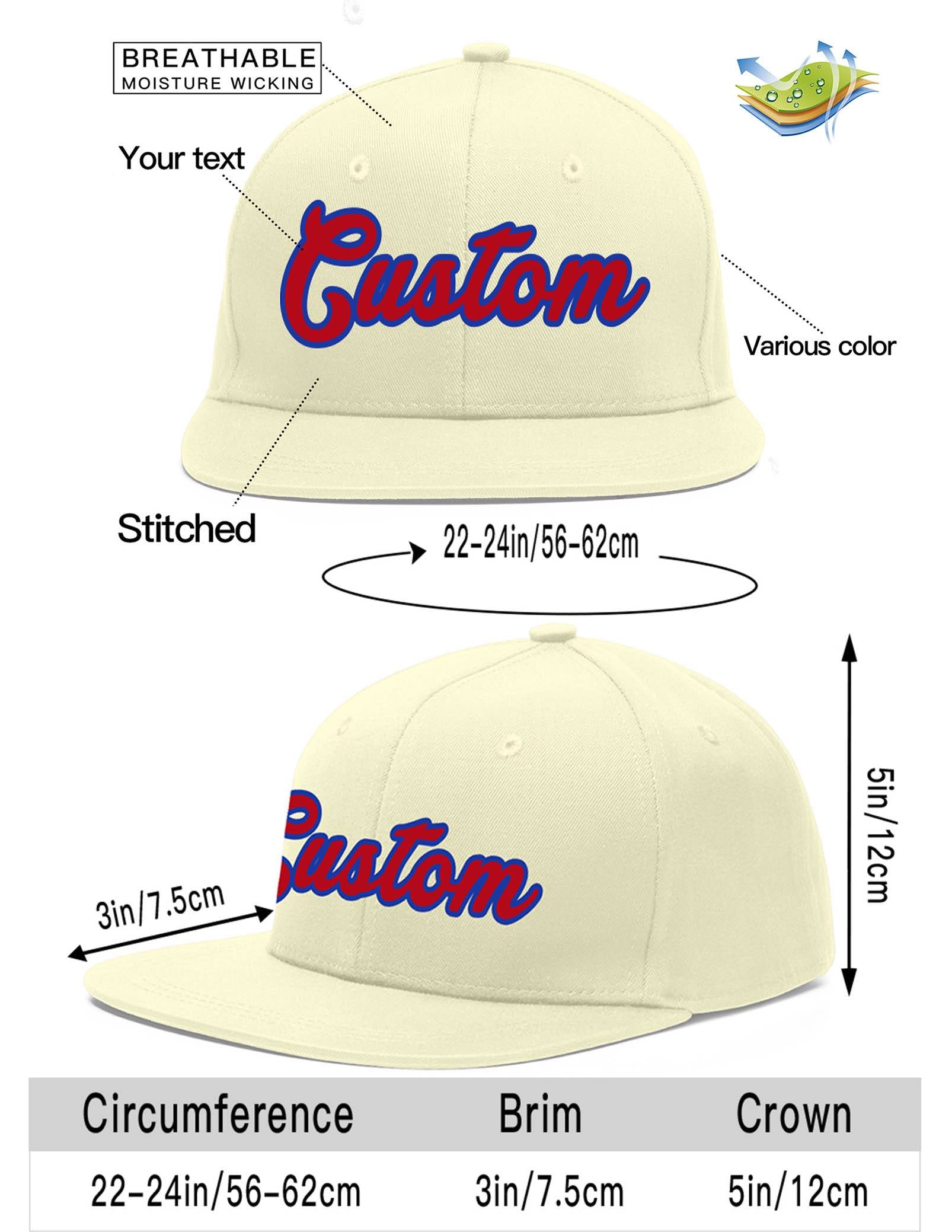 Custom Cream Red-Royal Flat Eaves Sport Baseball Cap