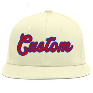 Custom Cream Red-Royal Flat Eaves Sport Baseball Cap