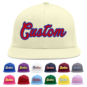 Custom Cream Red-Royal Flat Eaves Sport Baseball Cap