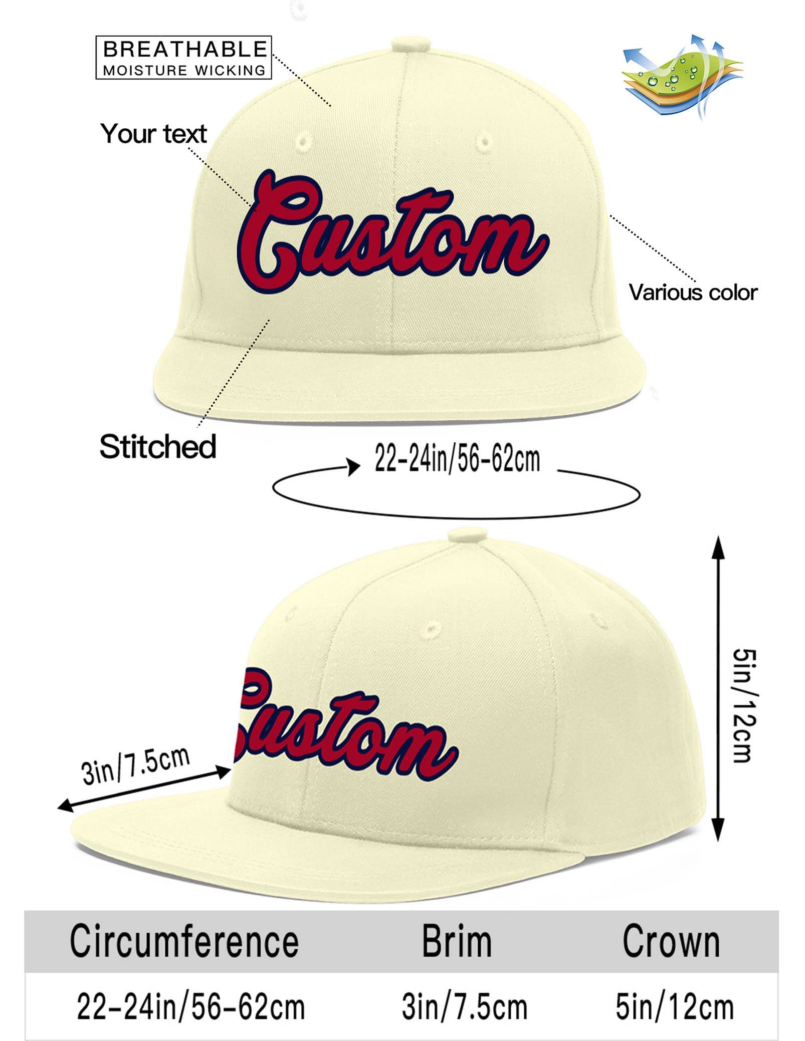 Custom Cream Red-Navy Flat Eaves Sport Baseball Cap