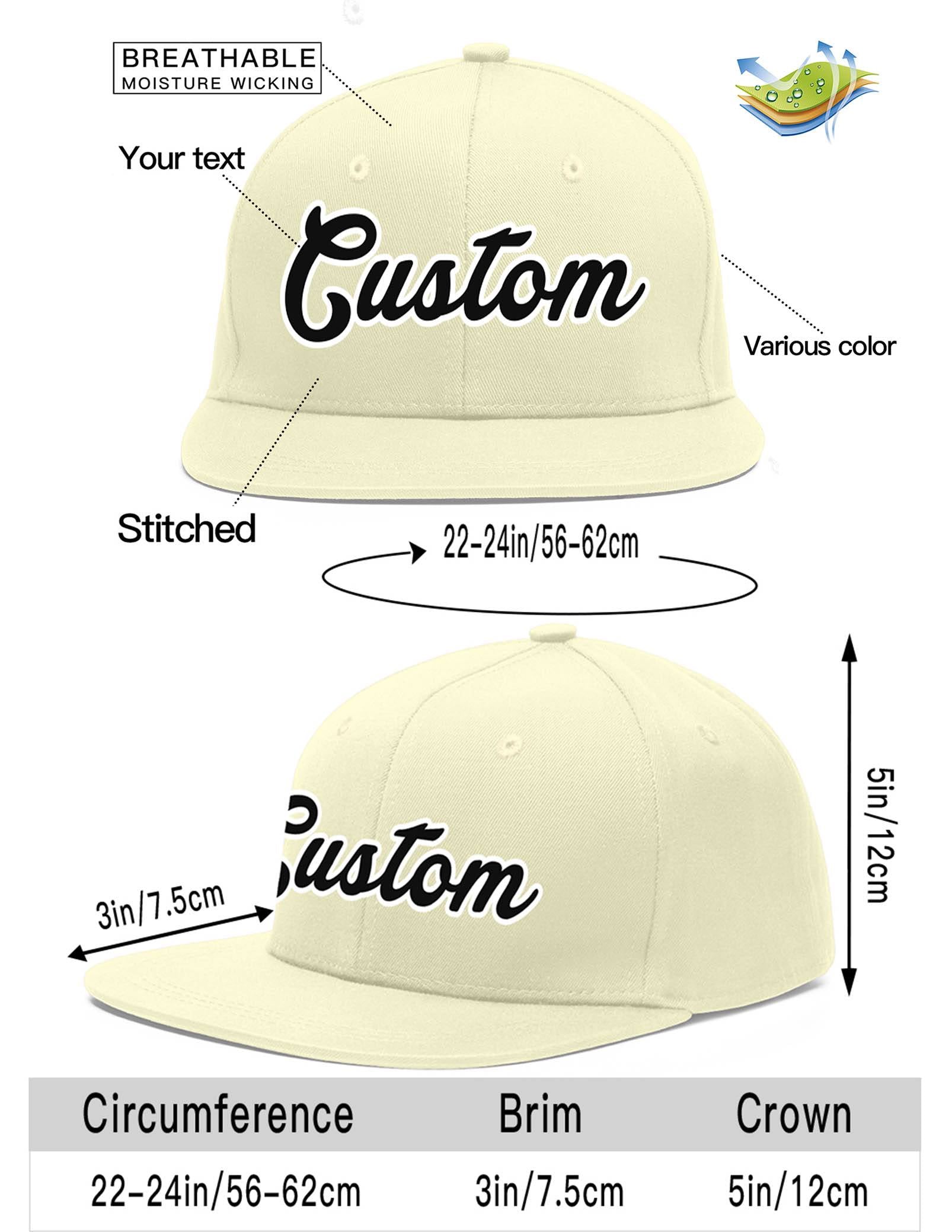 Custom Cream Black-White Flat Eaves Sport Baseball Cap