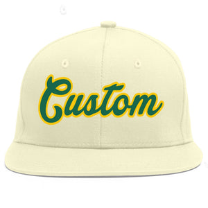 Casquette de baseball personnalisée Kelly Green-Gold Flat Eaves Sport