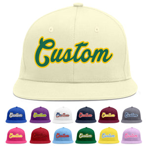 Casquette de baseball personnalisée Kelly Green-Gold Flat Eaves Sport