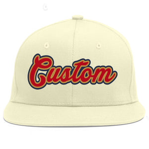 Custom Cream Red-Old Gold Flat Eaves Sport Baseball Cap