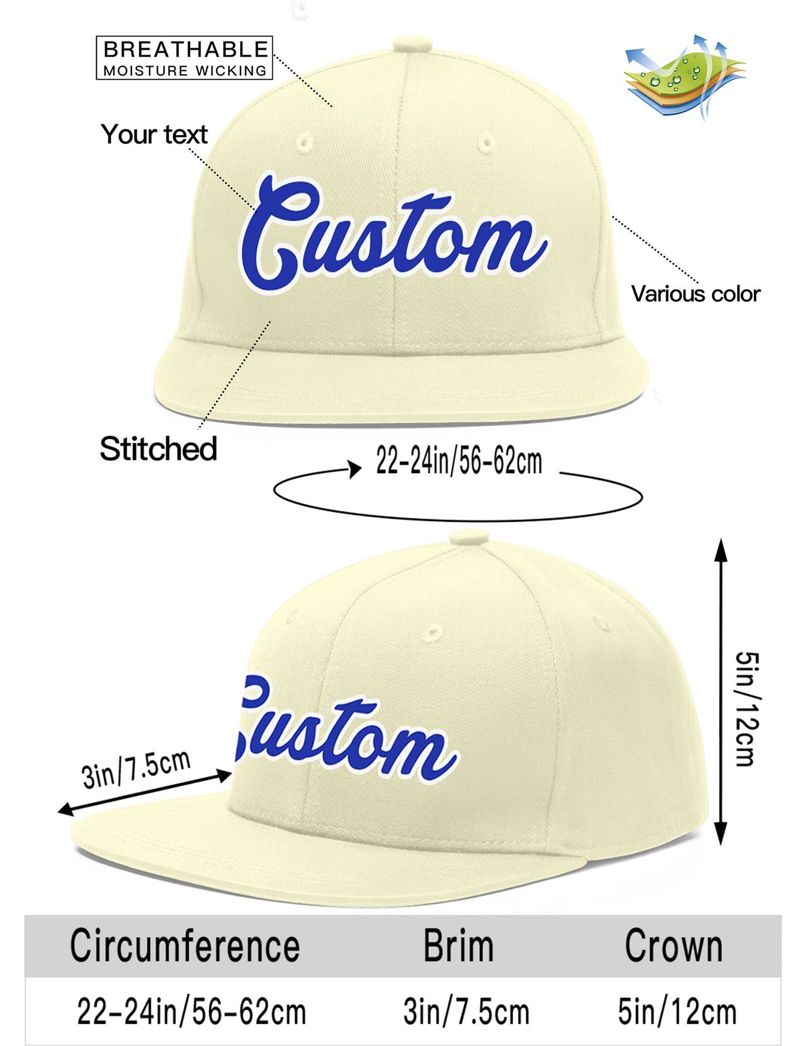 Custom Cream Royal-White Flat Eaves Sport Baseball Cap