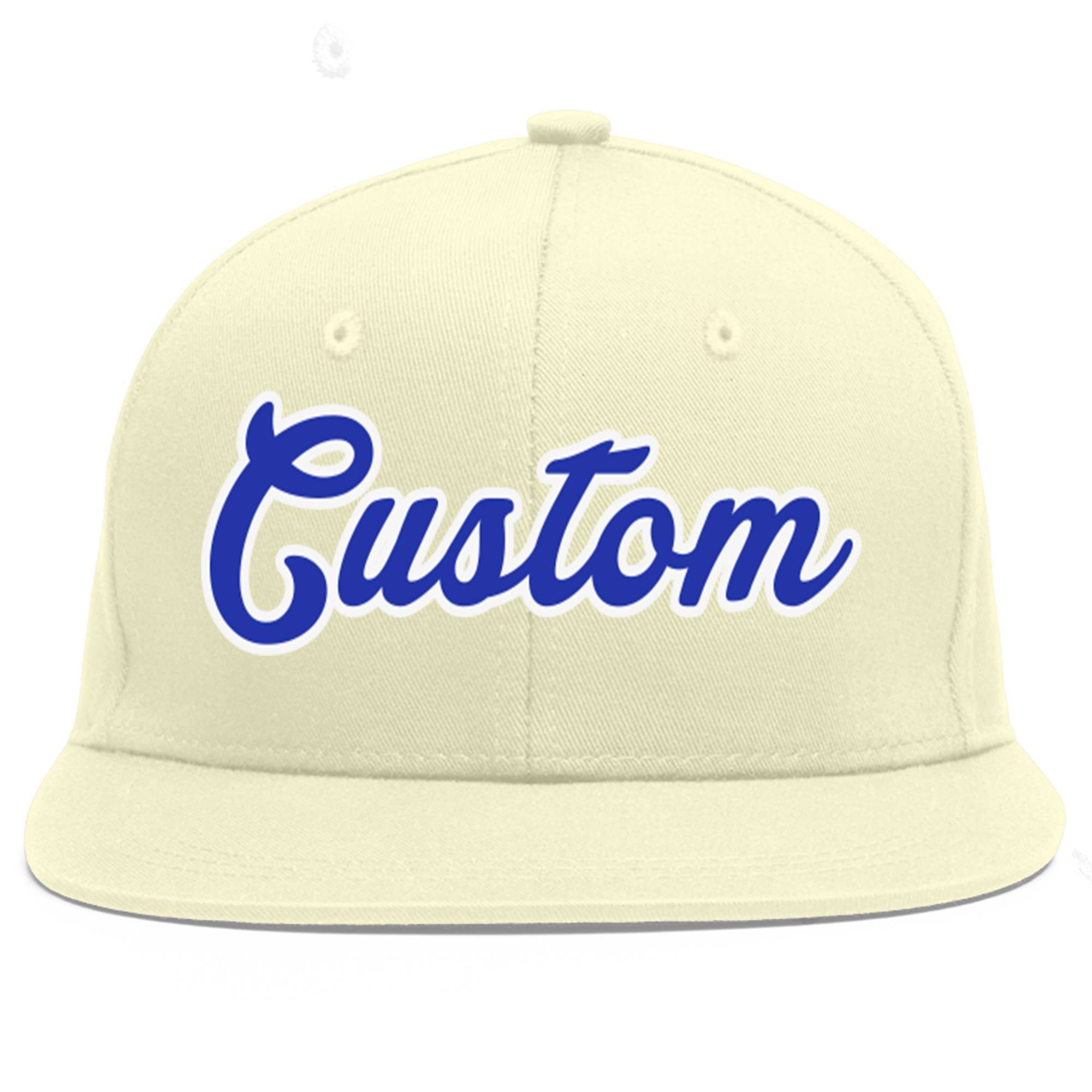 Casquette de baseball sport personnalisée crème Royal-White Flat Eaves