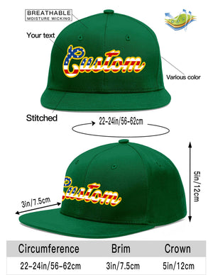 Custom Green Vintage USA Flag-Gold Flat Eaves Sport Baseball Cap