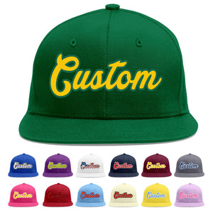 Casquette de baseball sport personnalisée vert Gold-Kelly Green Flat Eaves