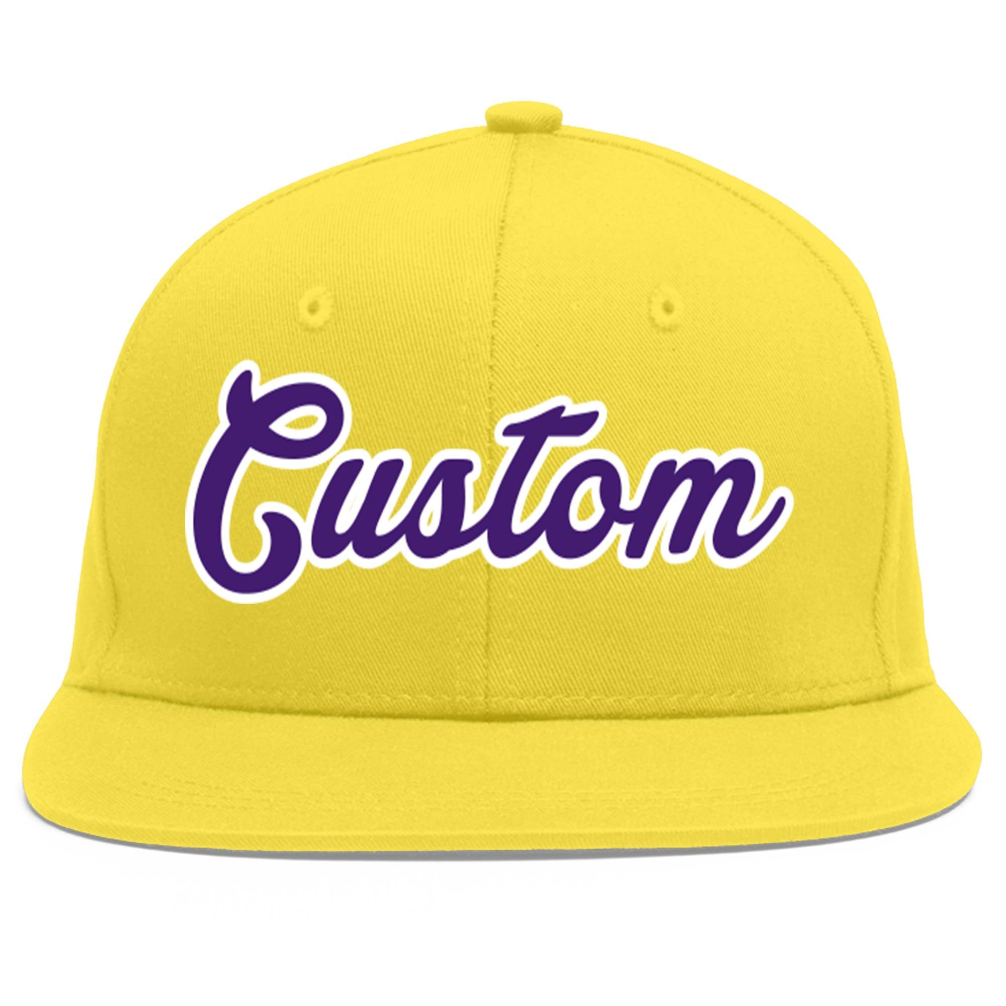 Casquette de baseball sport personnalisée or clair violet-blanc Flat Eaves