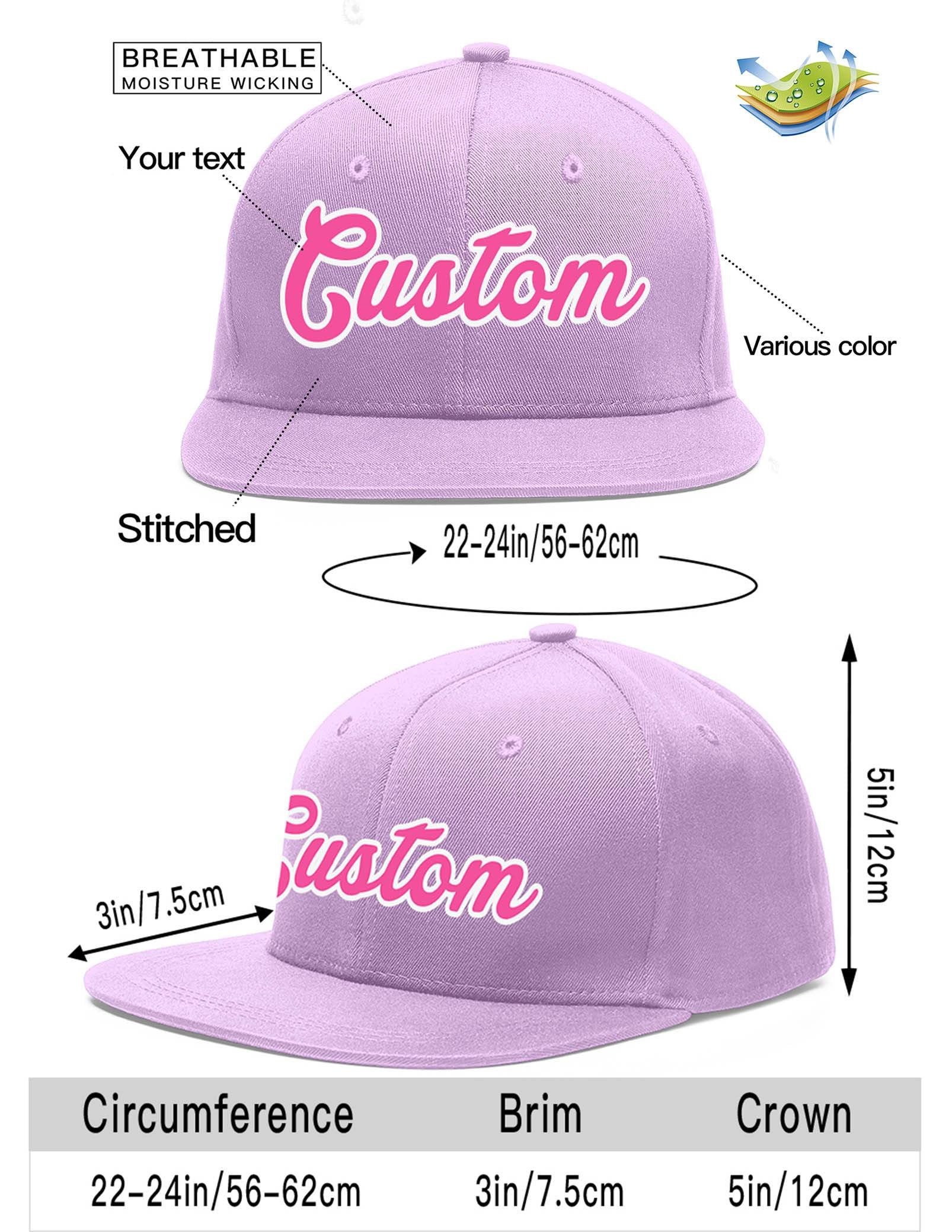 Custom Light Purple Pink-White Flat Eaves Sport Baseball Cap