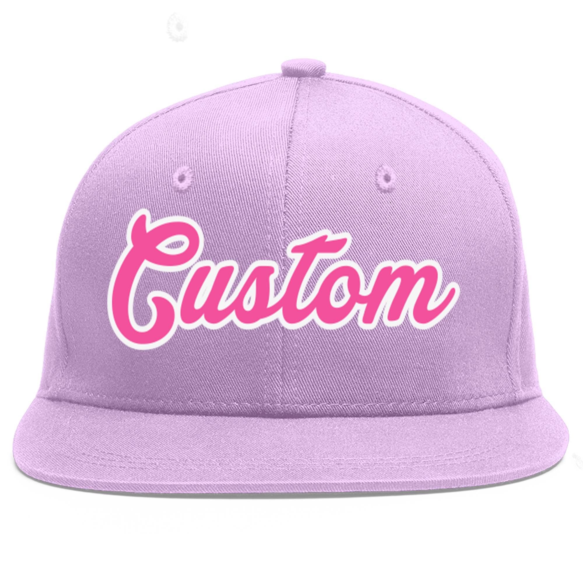 Custom Light Purple Pink-White Flat Eaves Sport Baseball Cap