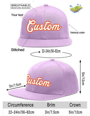 Custom Light Purple White-Orange Flat Eaves Sport Baseball Cap