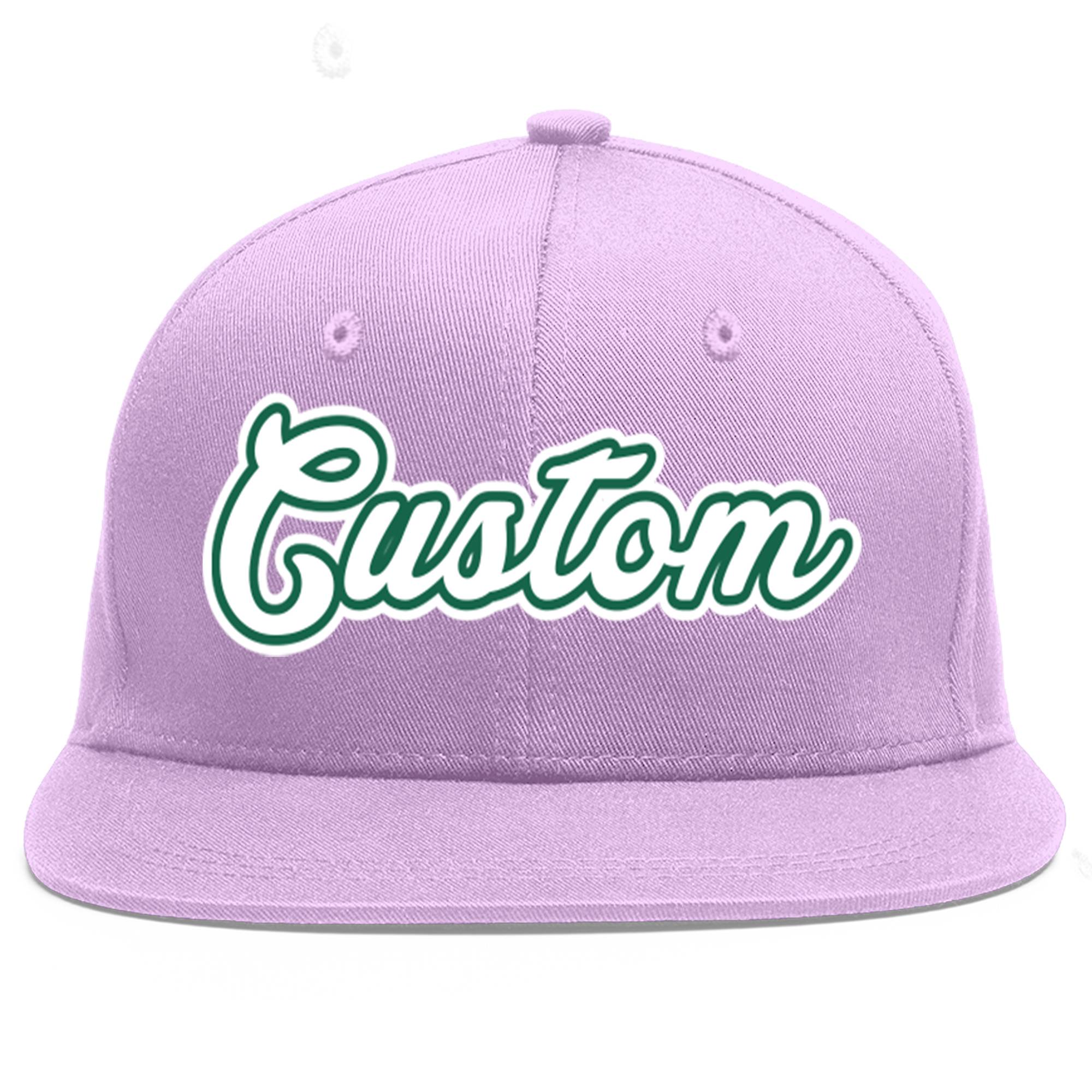 Casquette de baseball sport personnalisée violet clair blanc-vert Kelly