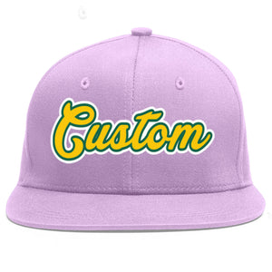 Casquette de baseball de sport personnalisée, violet clair, or-Kelly Green Flat Eaves