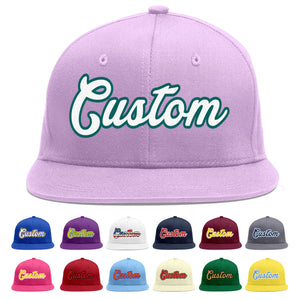 Custom Light Purple White-Aqua Flat Eaves Sport Baseball Cap