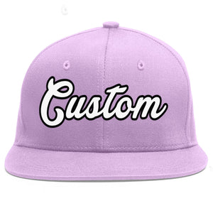 Casquette de baseball sport personnalisée violet clair blanc-noir Flat Eaves