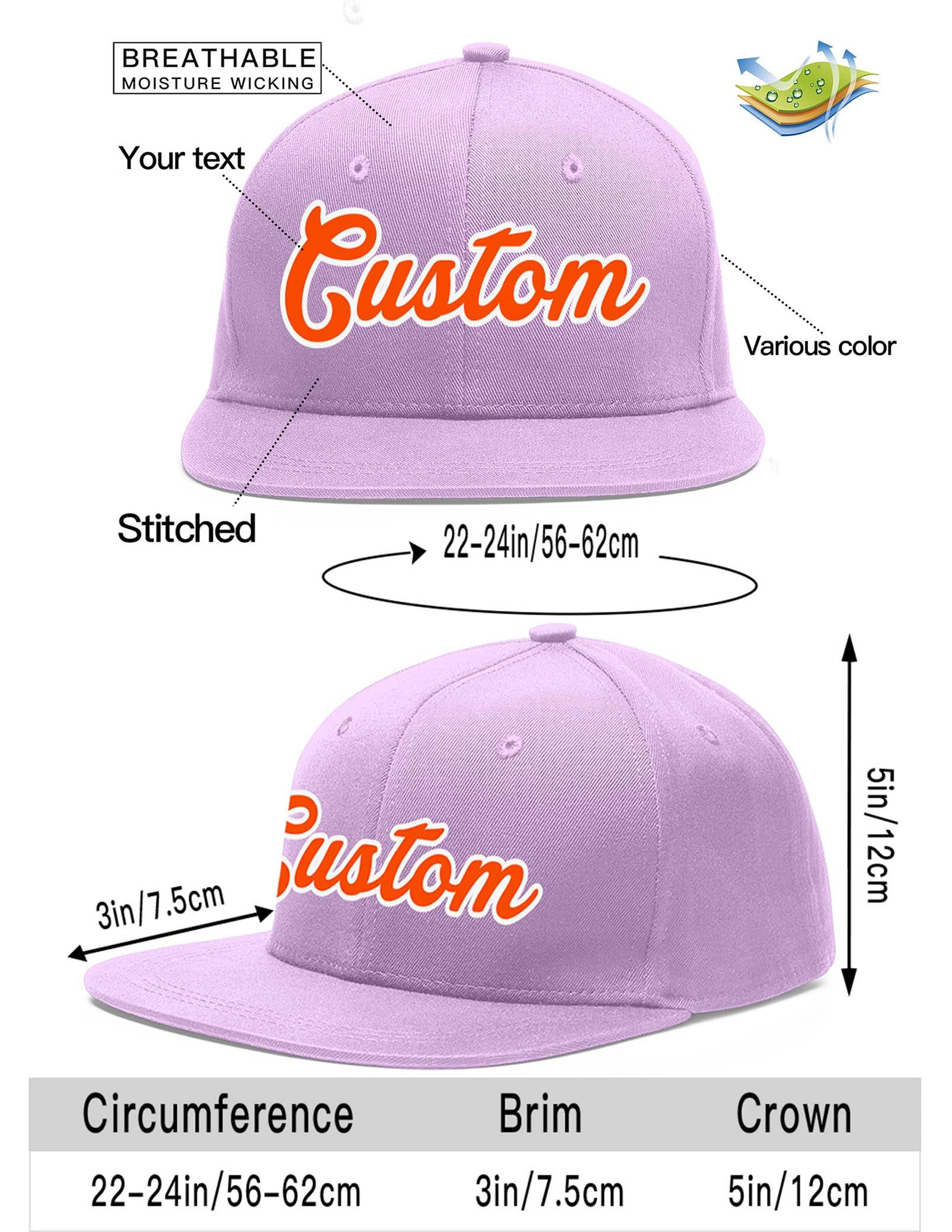 Casquette de baseball sport personnalisée violet clair orange-blanc