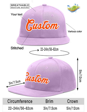 Custom Light Purple Orange-White Flat Eaves Sport Baseball Cap