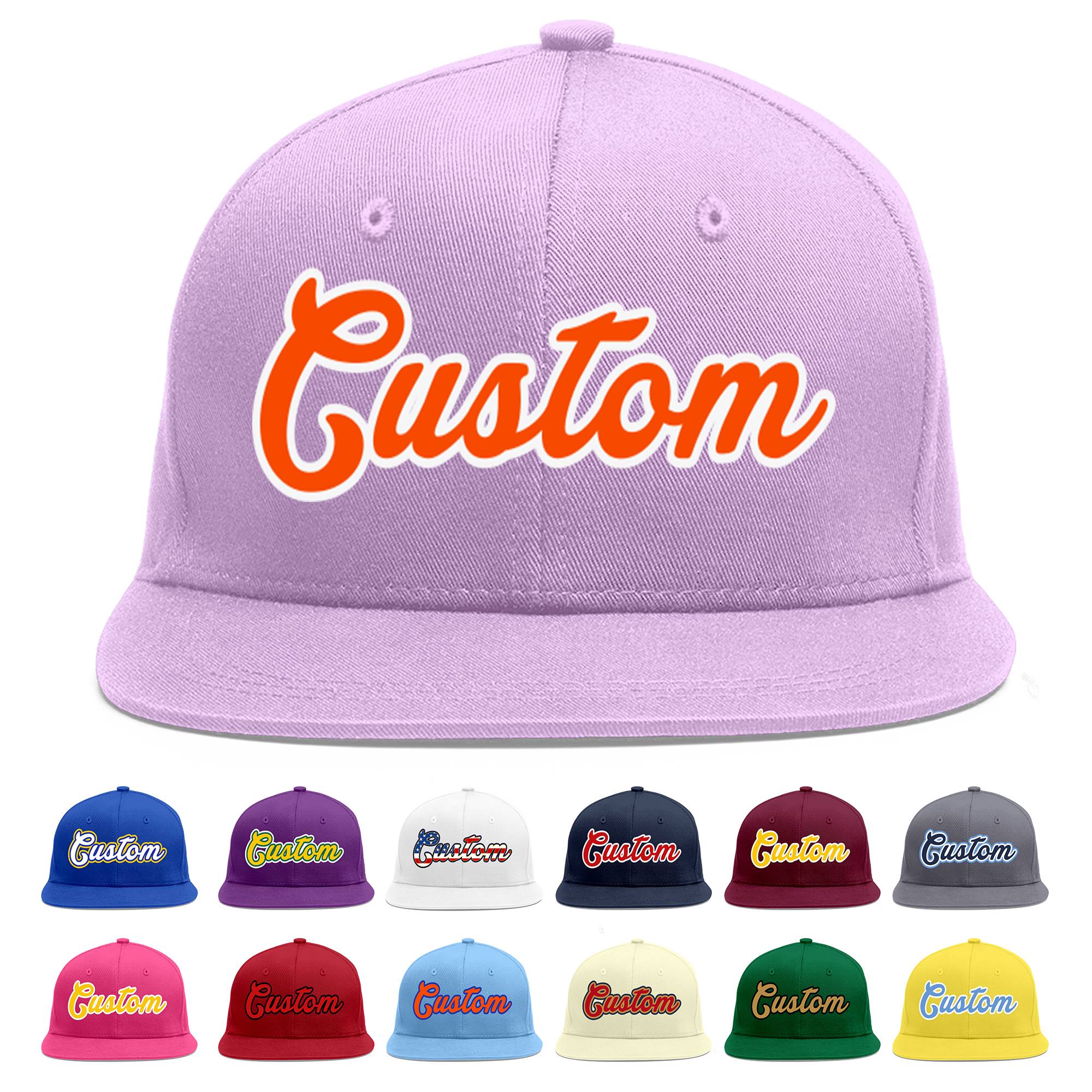 Casquette de baseball sport personnalisée violet clair orange-blanc