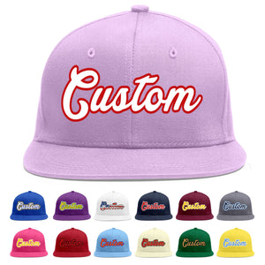 Custom Light Purple White-Red Flat Eaves Sport Baseball Cap