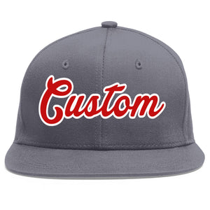 Casquette de baseball sport personnalisée gris foncé rouge-blanc