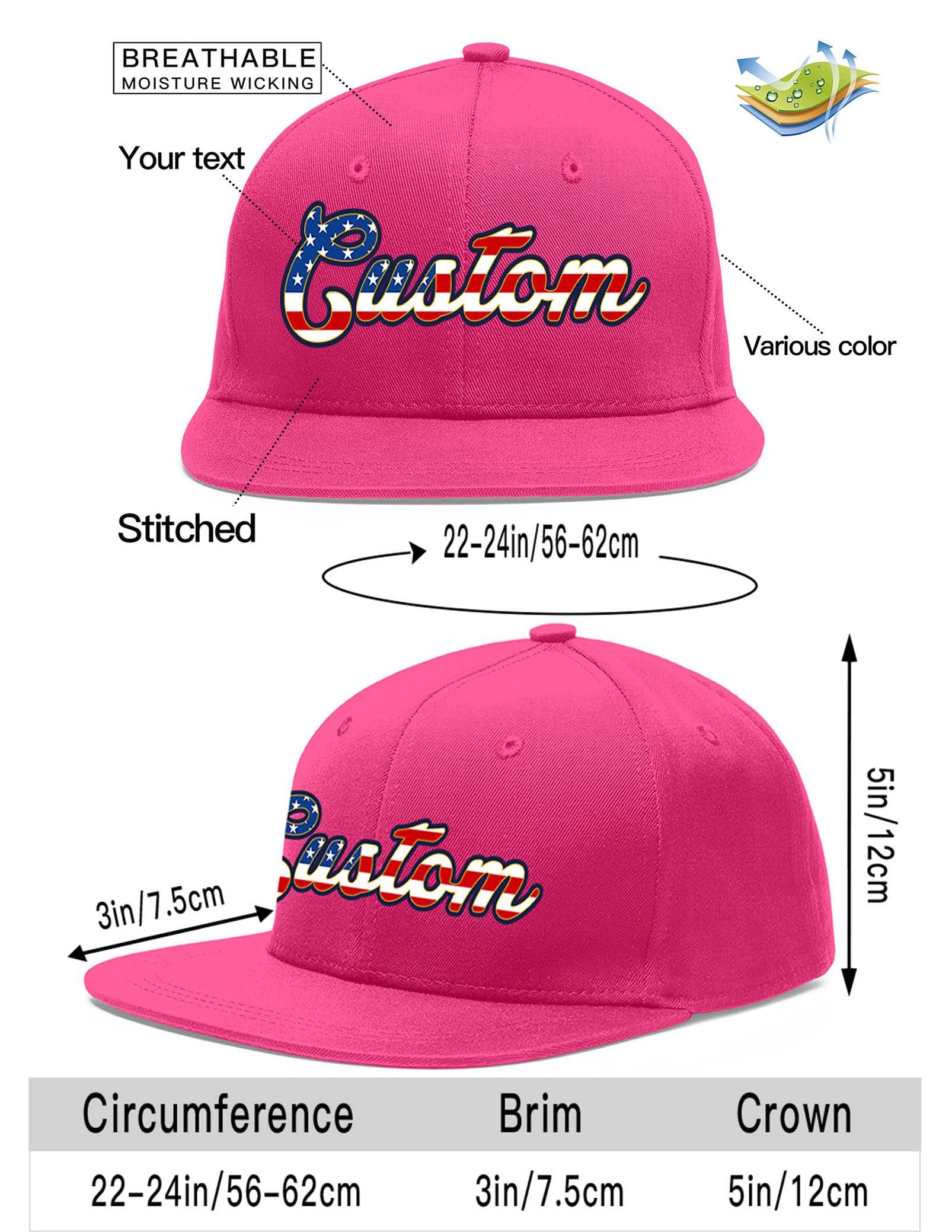 Custom Rose Red Vintage USA Flag-Gold Flat Eaves Sport Baseball Cap