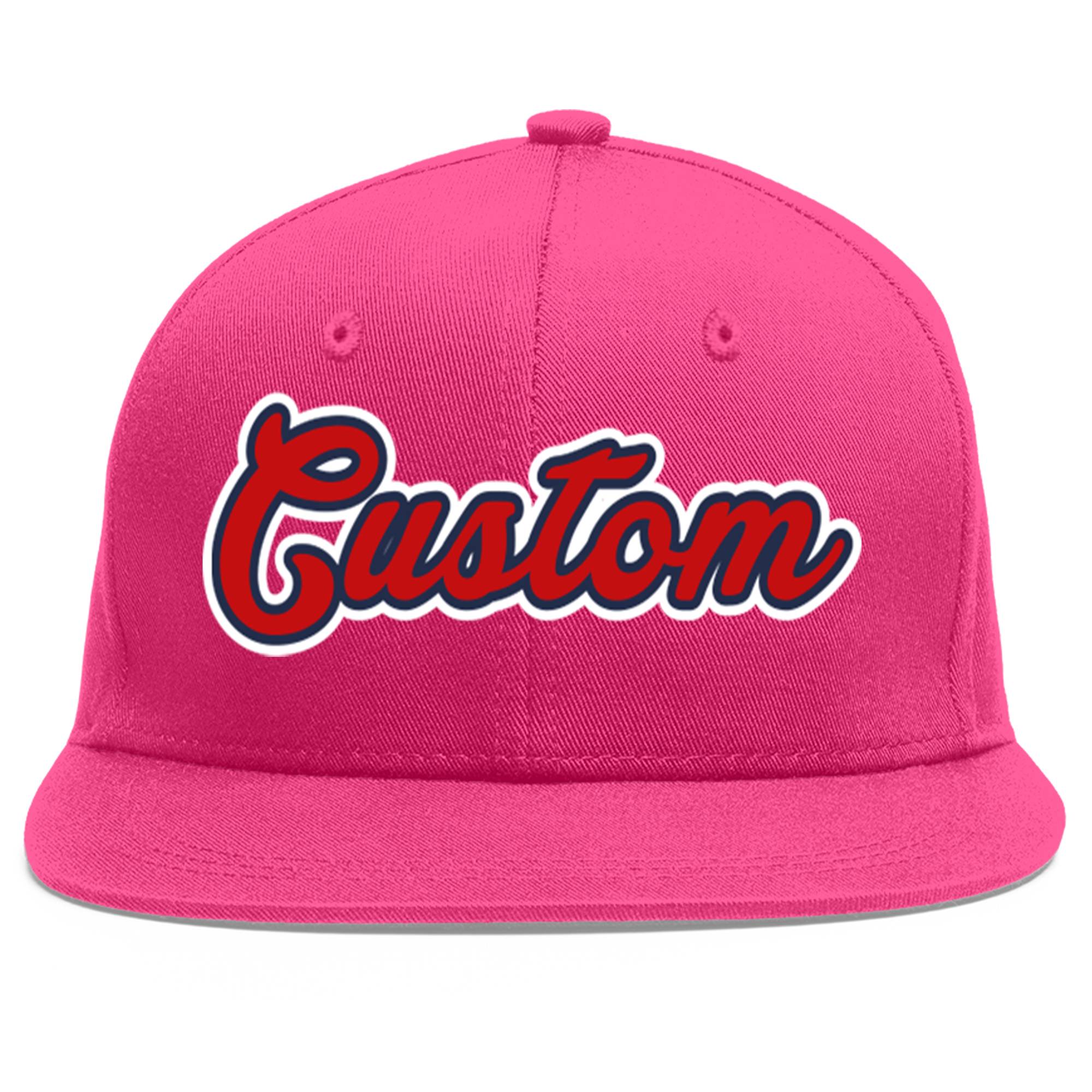 Casquette de baseball sport personnalisée Rose rouge rouge-marine Flat Eaves