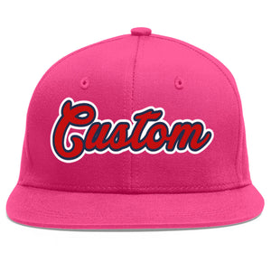 Casquette de baseball sport personnalisée Rose rouge rouge-marine Flat Eaves