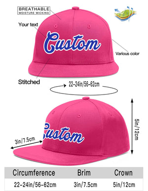 Custom Rose Red Royal-White Flat Eaves Sport Baseball Cap