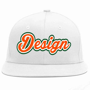 Custom White Orange-White Flat Eaves Sport Baseball Cap Design for Men/Women/Youth